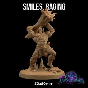 Smiles Goliath Barbarain Rage Cavern Horrors |The Dragon Trappers Lodge | 32mm Scale | Miniature TTRPG Mini DnD Dungeons Dragons Wargame