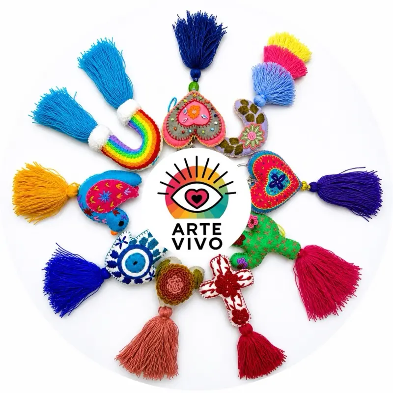 Handmade Heart Keychains  | Colorful Tassel Charm | Artisan Gift | Unique Accessories | Ships USA