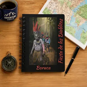 Costa Rica Mountain Journal | Fiesta de los Diablitos | Boruca Photo Art | Travel Gift | Spiral Lined Notebook 5x7