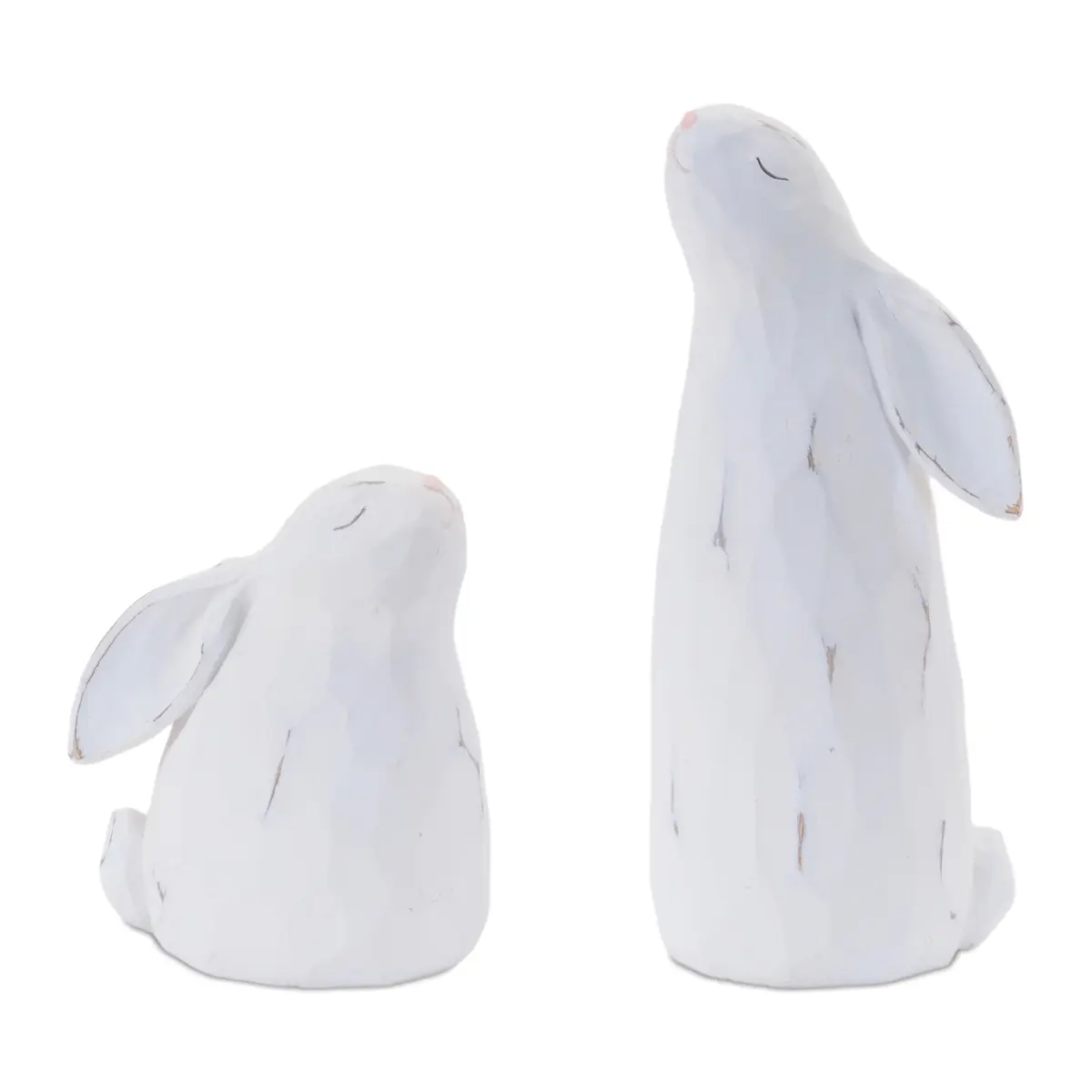 Melrose 96747DS 4.75 & 8 in. Resin Bunny, White & Pink - Set of 4