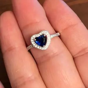 Blue Cz Heart Ring