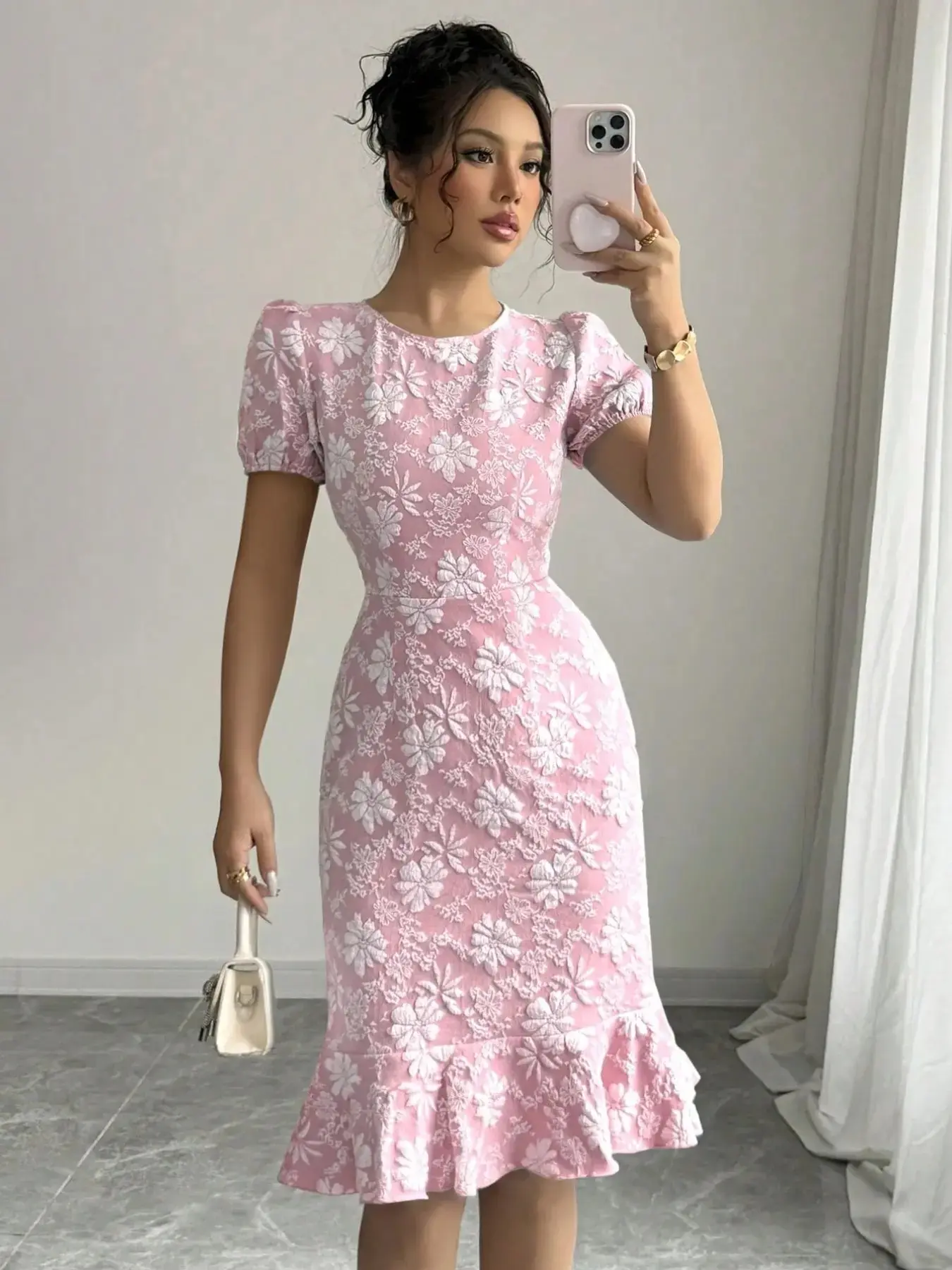 Women's Bodycon Midi Dress with Slit, Spring Summer Stretch Chic Elegant Formal Office Pencil Dress, Tummy Control & Side Pockets, Slim Fit Workwear Womenswear Lady