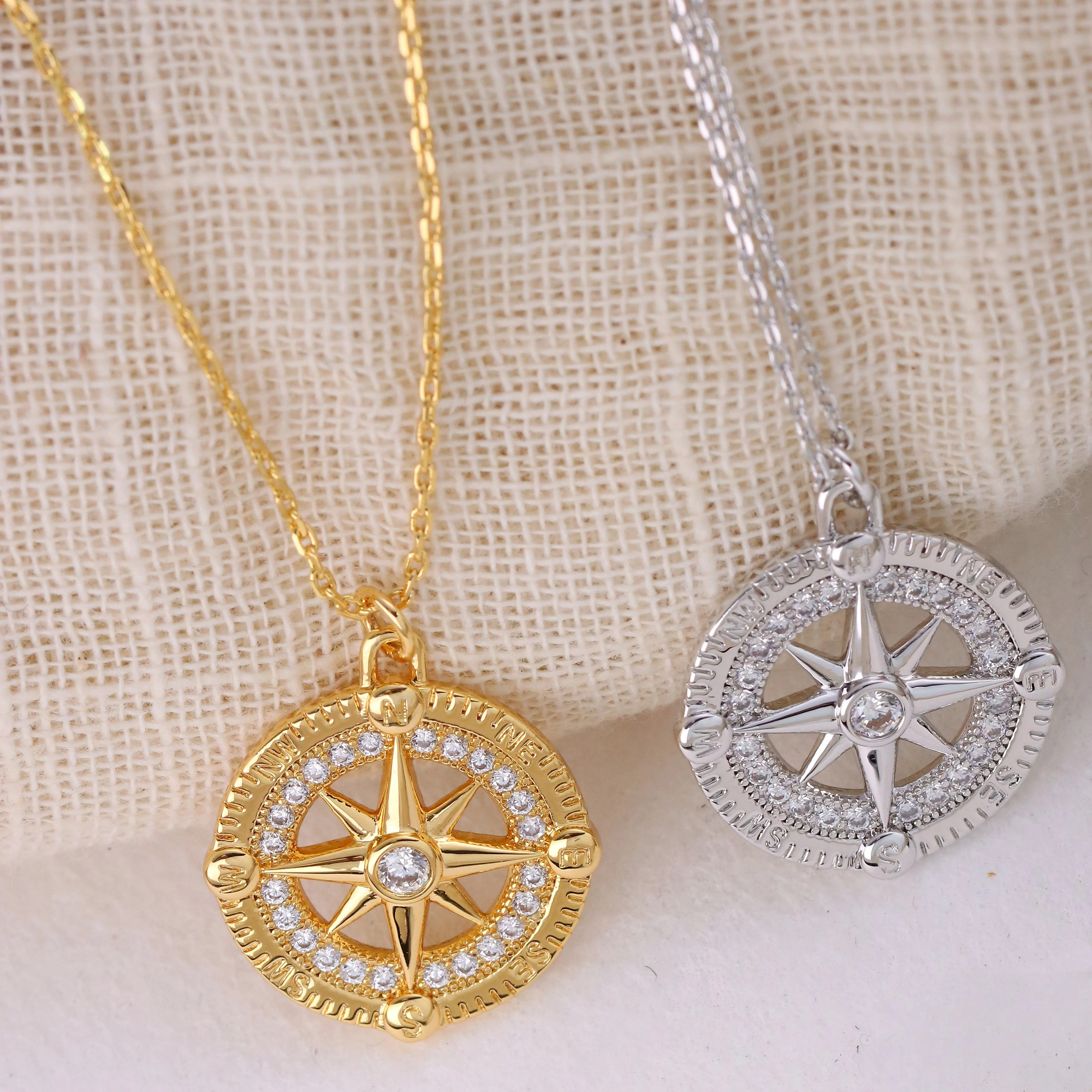 Chamica 2026 New Design Women Necklace Gold Plated Compass World Map Pendant Compass Necklace Girls Souvenir Thanks Giving & Graduation Gift
