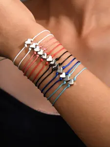 Mixed Color Heart Decor Braided Bracelet, Bracelet with Charms, Fashionable Adjustable Bracelet for Women & Girls, Trendy All-match & Exquisite Jewelry for Birthday Gift, Adjustable Strap Bracelets, Bracelet Set