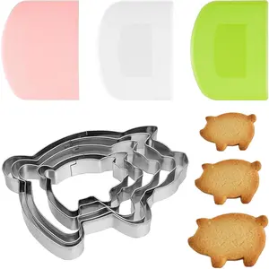 8 count Pig Cookie  Mexican Set Marranitos Pig Cookie  Mexican Set with Dough Scraper Concha Marranitos & Puerquito Shapes, 5.5"-2.0"