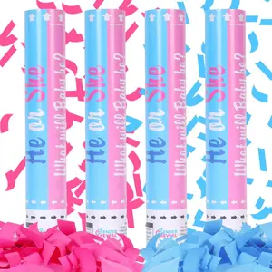 Gender Reveal Confetti Cannon - Set of 4 (2 Blue + 2 Pink) for Stunning  Gender Announcements,  Gender Reveal Cannon for Parties and Celebrations