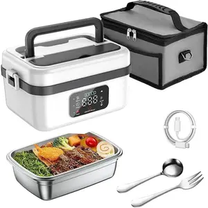 Cordless Portable Electric Lunch Box - Heated Lunch Box Battery Powered with Automatic Heating 304 Stainless Steel Thermal Insulation - Compact Designed Food Heater for Office, Camping, Picnic, Travel,Halloween gift
