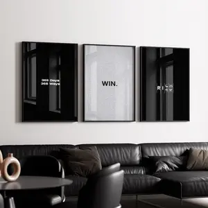 Motivational Wall Art Set of 3, Entrepreneur Office Decor, Success Mindset Print, Win Risk Rich Poster, Minimalist Digital Download Art