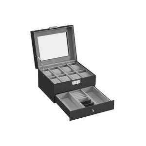 8-Slot Watch Box Black and Gray