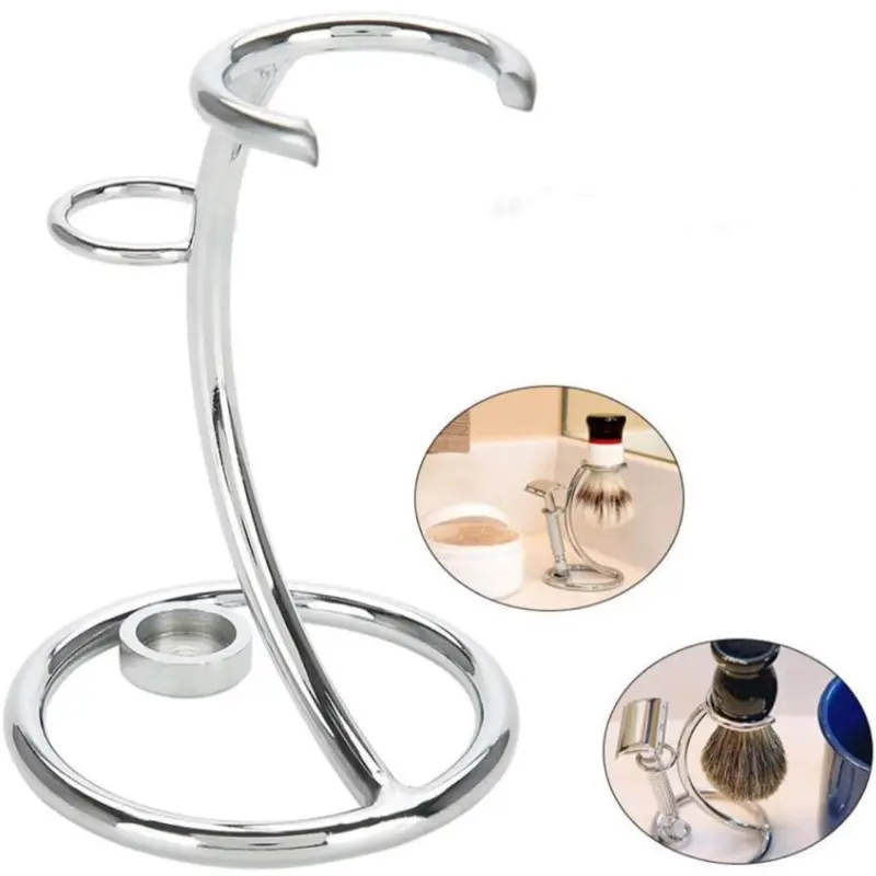 Chrome Stainless Steel safety Razor Holder Stand Brush Shaving Holder Safety Men's Shaving Razor Brush Stand Shaver Kit Organizer Display Brush Drying