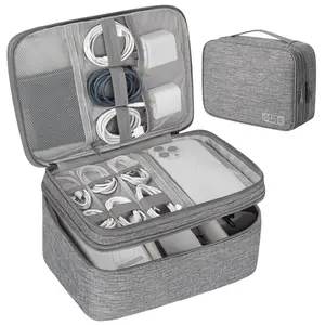 GPED INC Electronics Organizer Travel Case Water Resistant Cable Bag with Removable Dividers & Durable Nylon Material for Travel Essentials