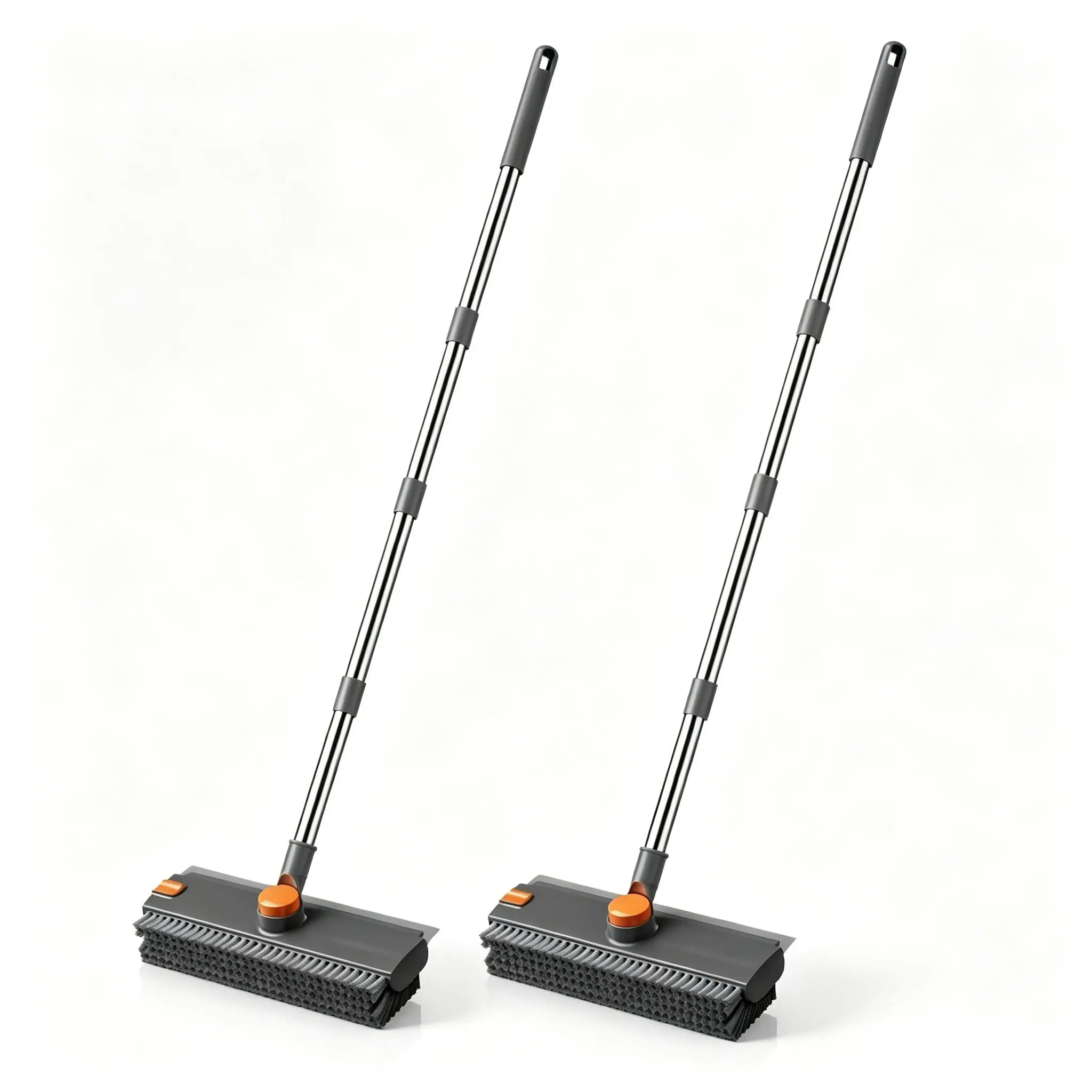 3-in-1 Long Handled Floor Cleaning Brush, Sweep & Scrub Combo with Ergonomic Handle, Heavy Duty Household Tool for Tile, Bathtub, Shower, Baseboard & Hard-to-Reach Corners, Thick Bristles Remove Stains, Grime and Mold Quickly