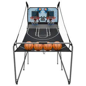 ZENY Foldable Indoor Kids Basketball Arcade Game Machine - Double Shot 2 Players W/4 Balls,Scoreboard, Inflation Pump, Blue