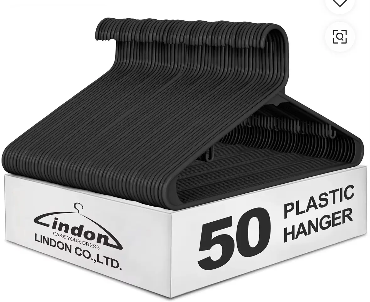 Lindon Co.,Ltd. 50 Durable Plastic Hangers for Wardrobe Organization Simple Design Versatile Storage Solution for Clothes & Accessories