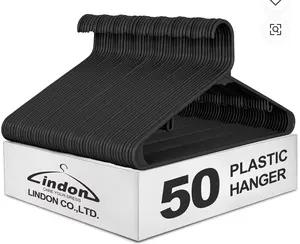 Lindon Co.,Ltd. 50 Durable Plastic Hangers for Wardrobe Organization Simple Design Versatile Storage Solution for Clothes & Accessories