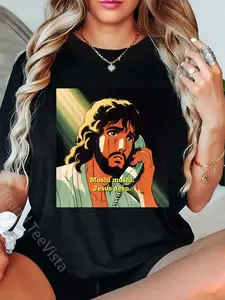 100% Cotton Funny Jesus Meme - Christian Anime Moshi Moshi T-Shirt