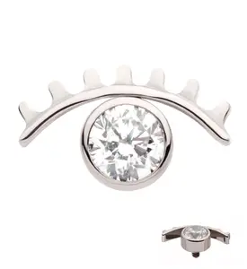 Evil Eye Clear CZ Internally Threaded Titanium Top