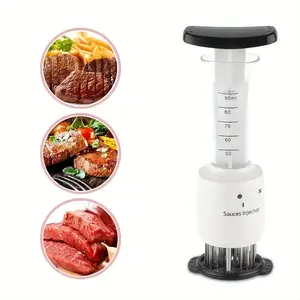 2 in 1 Meat Tenderizer & Marinade Injector, 30 Stainless Steel Needles Sauce Injector Tool for Steak Beef Pork Chicken Adjustable Marinade Injector Meat Tenderizer Tool, 90ml Large Capacity Sauce Injector for BBQ Grilling Cooking