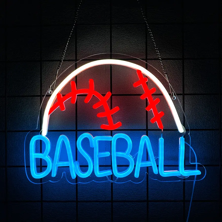 Baseball Neon Sign - Sport Wall Decor with USB Power, Unique Gifts for Men & Boys 8-12, LED Bedroom Lights for Man Cave College Dorm Baseball Fan Accessories LED Neon Signs