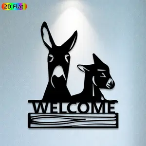 1pc Donkey Metal Wall Art,Charming Donkey Statue Mural, Ideal Gift for New Year, Easter, Animal Decor Enthusiasts, Weather-Resistant Metal Wall Decor Wall Sculptures, Perfect for Porch Wall & Garden Fence, Unique Farmhouse Style Welcome Decor