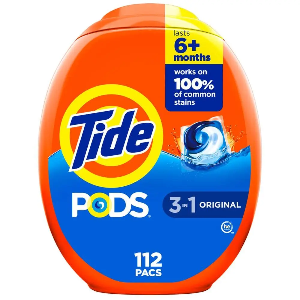 3 in 1 Original Scent Liquid Laundry Detergent Pods, 112-Count Washing Capsules
