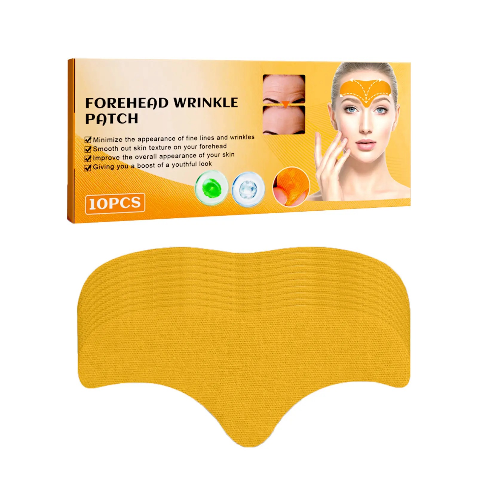 Forehead Wrinkle Patches 10PCS - Smooth Fine Lines & Wrinkles, Anti-Wrinkle Patches with Hydrolyzed Collagen with Centella Asiatica,Vitamin E, Moisture, Forehead Wrinkles Treatment