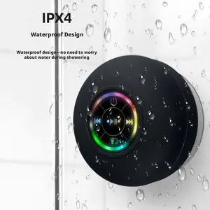 Large Suction Cup Waterproof Bluetooth Speaker LED Light Glowing Waterproof Bathroom Bluetooth Speaker Portable Bluetooth Speaker