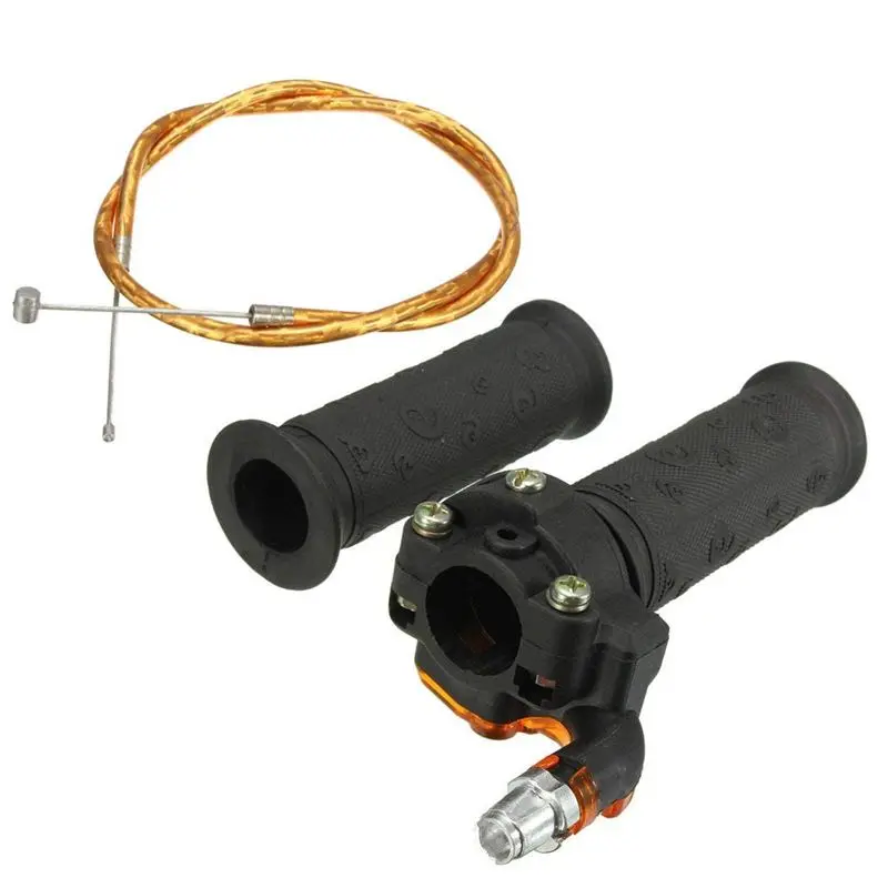 Restrictable Twist Throttle Cable Set - Motorcycle Parts Replacement with Gold Coded Throttle Cable, 3-Stage Grip, Left Hand Grip for 47cc-49cc Mini Moto, Quad, Pocket Bikes