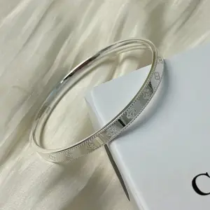 S999 Fine Silver Lucky Four-Leaf Clover Bracelet (Women's) — Elegant Beaded-Edge Four-Leaf Clover Bangle