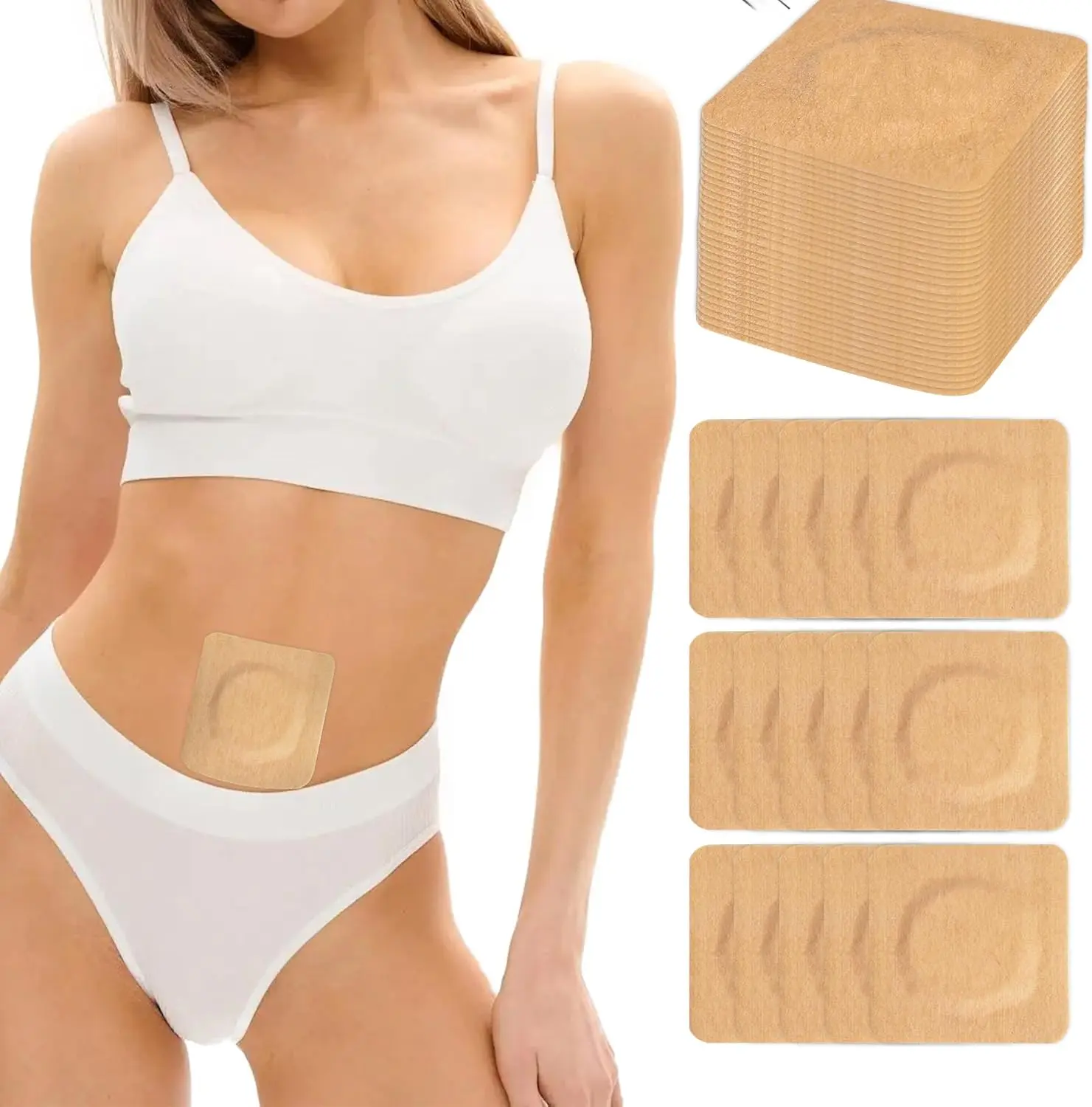50PCS Fresh Solid 30g Anti-Allergic Sensitive Skin Disposable Castor Oil Patches, Hypoallergenic Self-Adhesive Pack Wrap for Adults' Belly Button, High-Absorbent, No-Wash