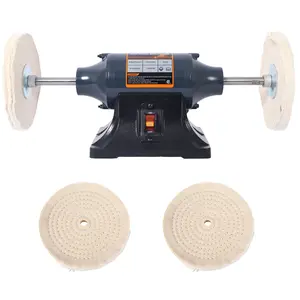 6-Inch Electric Benchtop Polisher Buffer with 370W Motor, Cast Iron Base, Ball Bearing Shaft, Dual Wheel Set, 4 Buffing Wheels (80-Ply Thick) - Ideal for Jewelry, Metal/Plastic Polishing, Knives