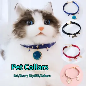 Bat/Starry Sky/Elk/Cherry Blossom Pet Collars, velvet necklaces, fashionable collars for cats and dogs