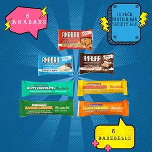 Barebell & Anabar Variety Healthy Snack Box - 6 Assorted Bars of each (12 Count) Sweet
