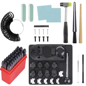 Professional Ring Bending & Stamping Tool Kit with Mandrel, Sizer & Metal Stamps for Custom Ring Projects & Spoon Ring Making