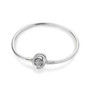 PARCOM A Stylish Silver-Plated Shining Swirl Snake Chain Bracelet, Jewelry DIY Making Kit, Comes with Bracelet and Necklace, Women's accessories, Valentine's Day gifts for girlfriends