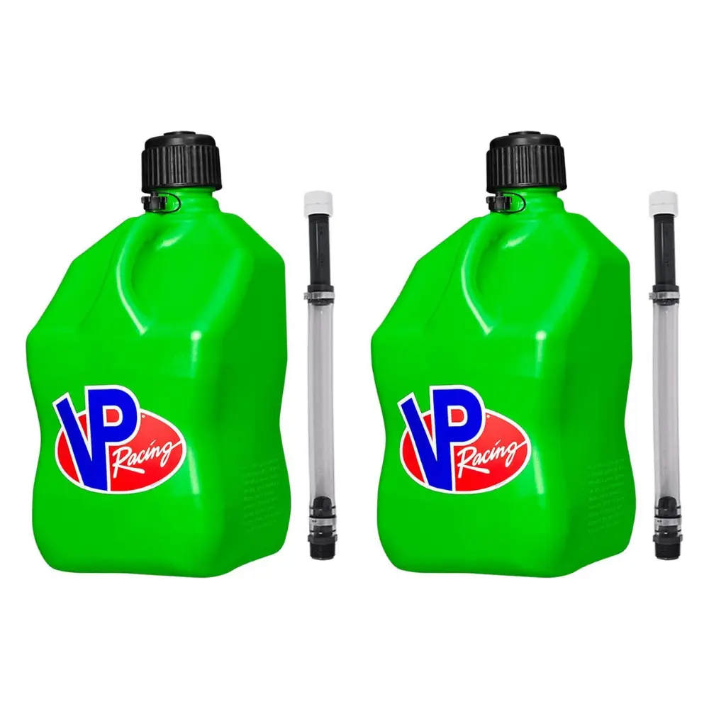 VP Racing 3562-CA 5.5 Gallon Square Motorsport Jug, Green, 14" Hose, 2 Pack