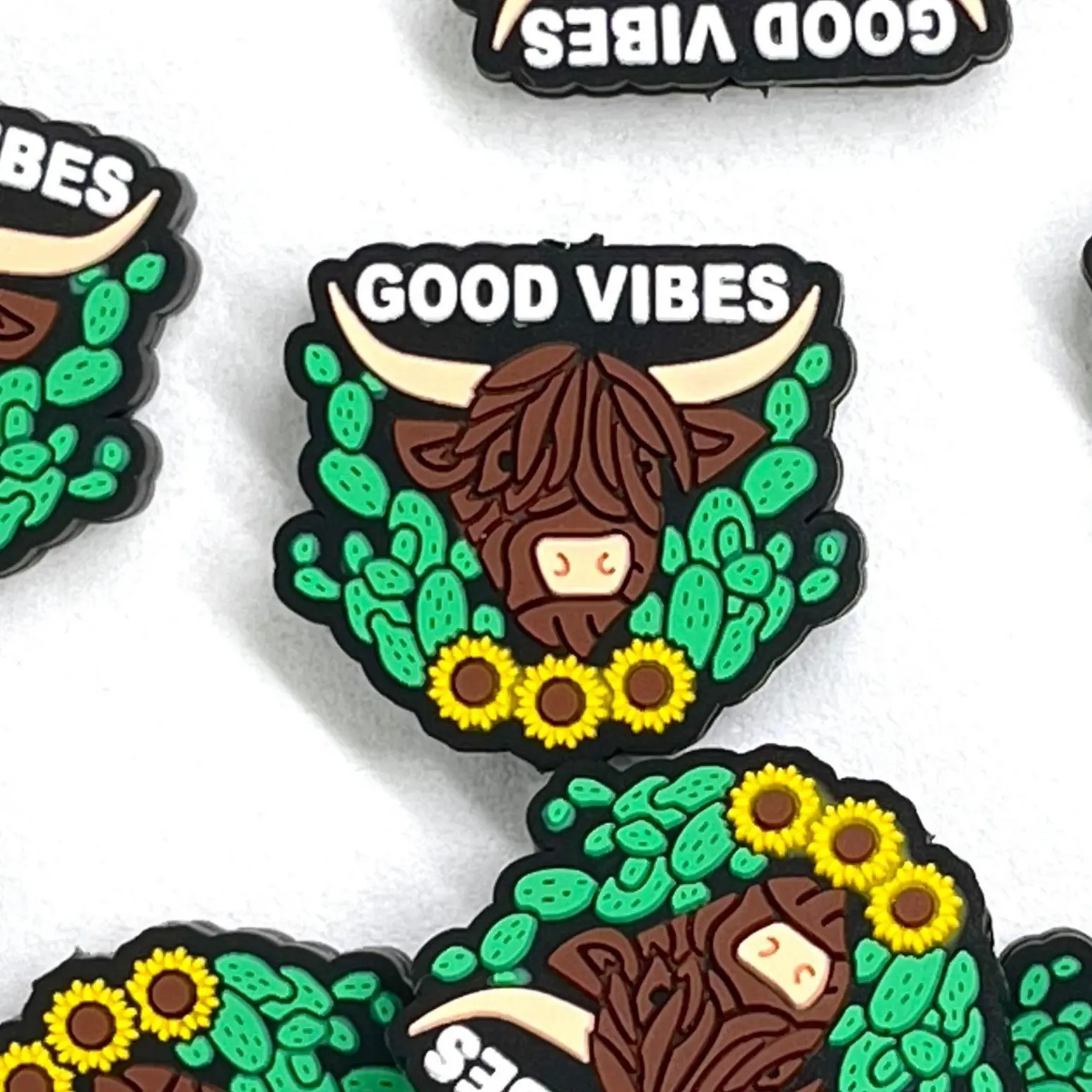 1pc Good Vibes Cows Focal Beads | Farm Country Crafting & Beading DIY Western Theme Supplies