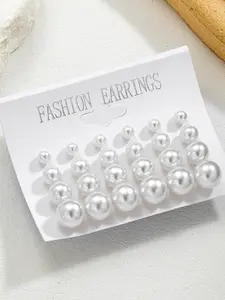 Artificial Pearl Earrings Set of 12 Pairs, Korean Style Ear Studs for Women, Fashion Jewelry Accessories, Perfect Gift Idea, Elegant Jewelry, Chic Earrings, High Quality Earrings, Elegant Minimalist Earrings