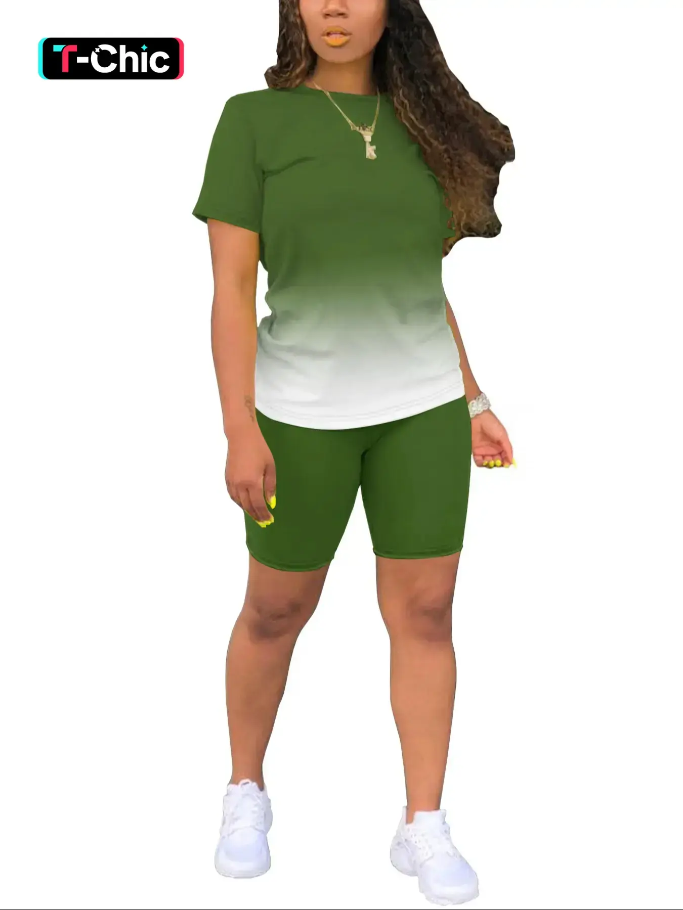 Two-piece Set Women's Colorblock Tee & Shorts, Casual Round Neck Fitted Short Sleeve T-shirt & Shorts, Ladies Summer Clothes, Womenswear, Fashion Clothing Set, Summer Matching Set
