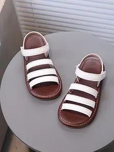 Girl's Velcro Roman Sandals, Strappy Sandals, Casual Comfortable Breathable Sandals for Summer, Fashionable Shoes for Kids, Summer Style Sandals