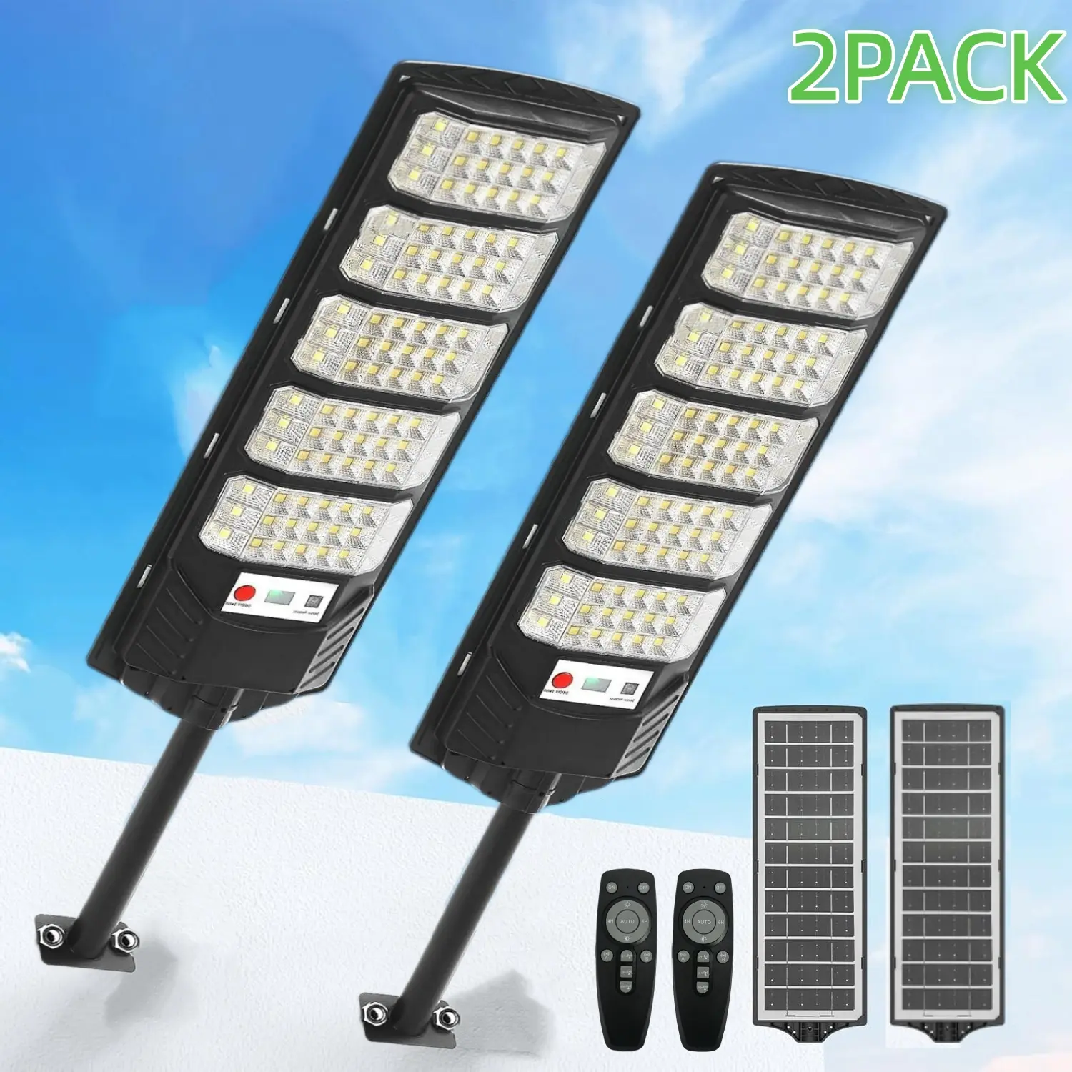 Solar Street Lights Outdoor, 13000LM 6500K Waterproof LED Solar Flood Lights with Motion Sensor, Dusk to Dawn Solar-Powered Light for Outside, Security Lights for Parking Lot Yard Driveway