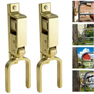 Multi-Piece Instant Locking Latch, Heavy-Duty Single-Handed Door Latch for Farm, Ranch, Backyard, Automatic Spring Lock, Rust-Resistant Steel