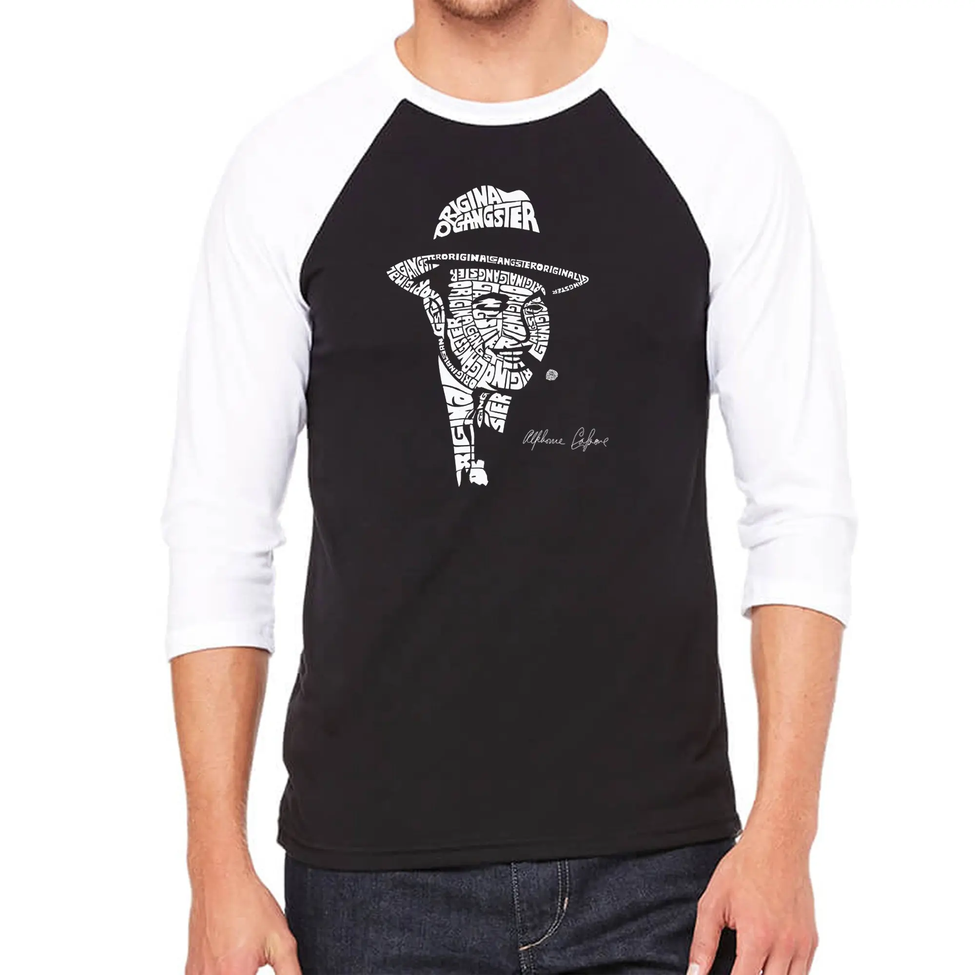 AL CAPONE ORIGINAL GANGSTER - Men's Raglan Baseball Word Art T-Shirt