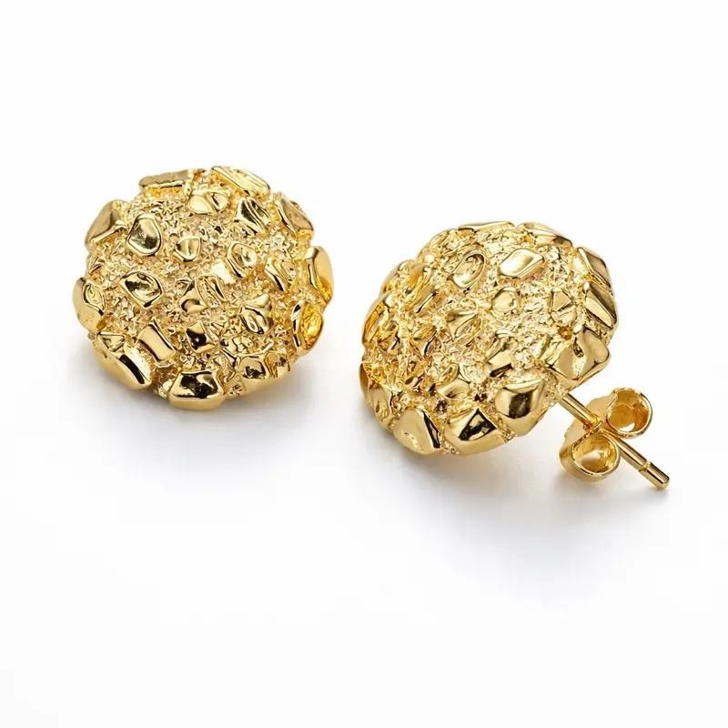 925 Real silver Nugget Earrings 14Kt gold plated