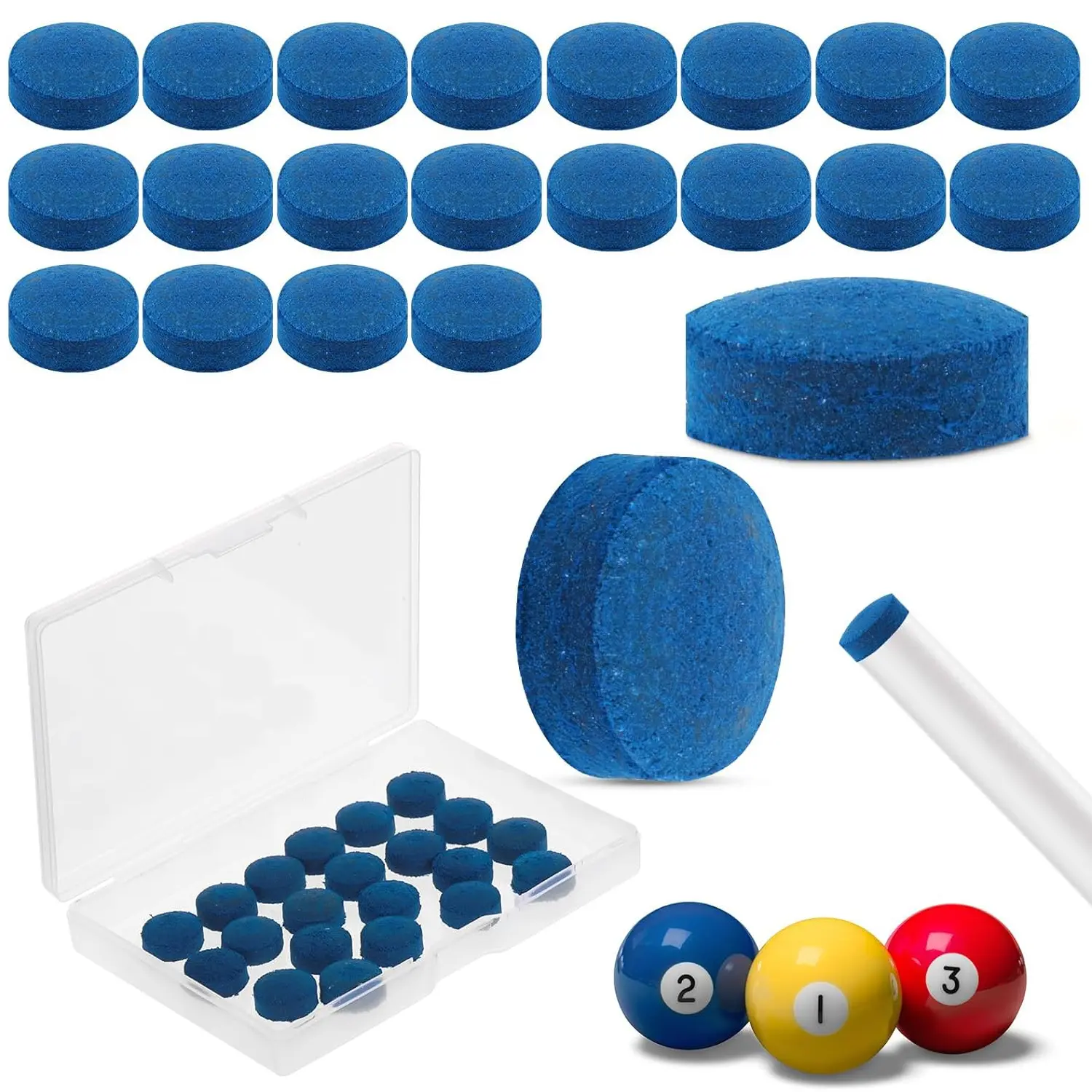 20pcs Durable Billiard Pool Cue Tips Replacement Kit with Storage Box for Superior Grip and Control Billiard Accessories Snooker Accessories