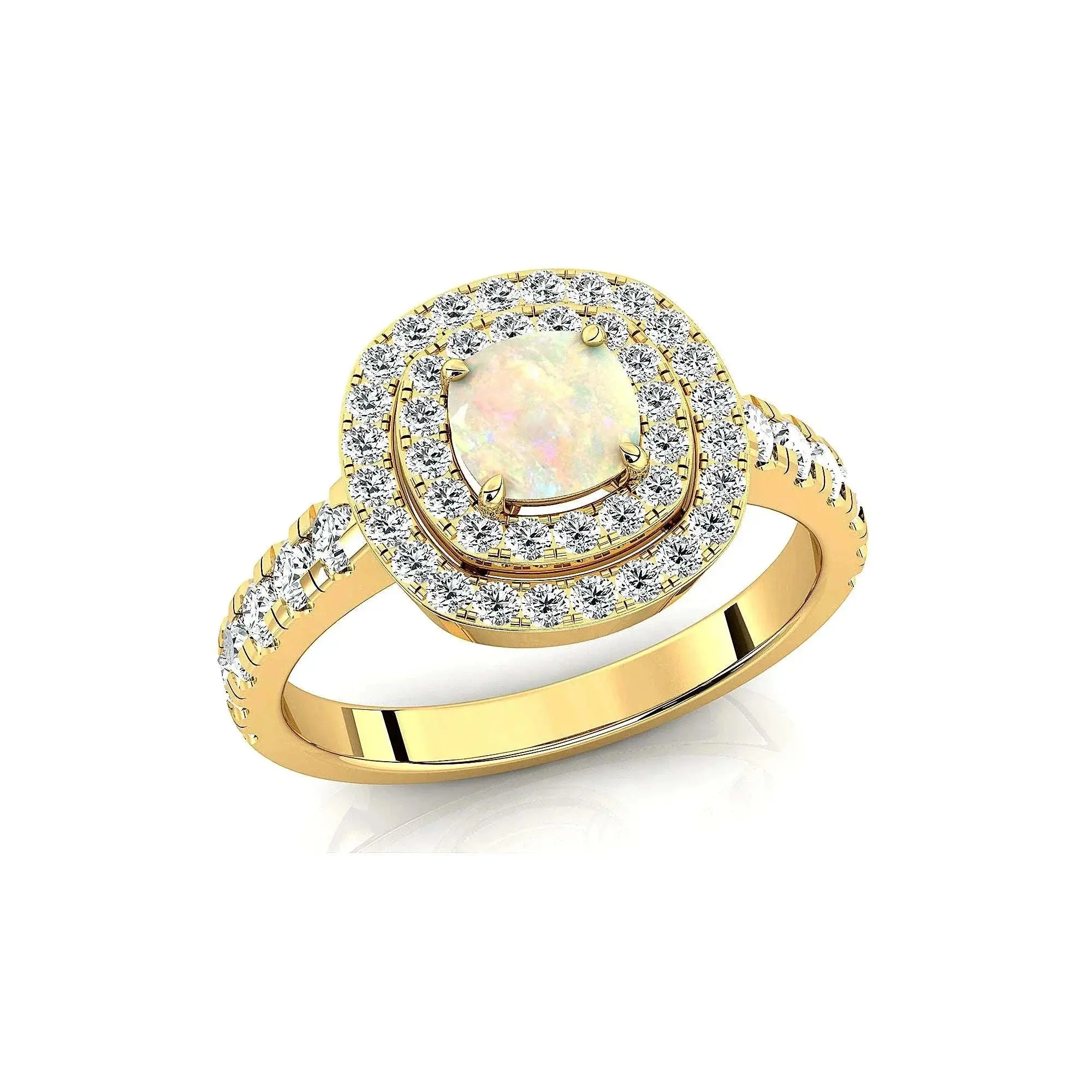 18kt Solid Gold Ethiopian Opal and Diamond Ring