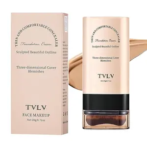 Face And Body Concealer Foundation,Flawlessly Covers Dark Circles, Wrinkles, Fine Lines. Features A Built-in Soft,Dense Brush Head.Medium-Dark And Natural Shades