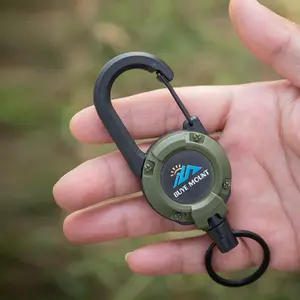 Outdoor Tactical Retractable Reel - Multi-functional Keychain with Steel Wire Cord, High-Rebound Anti-Loss Lanyard, and Quick-Release Clip for Camping