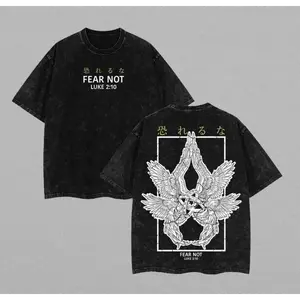 Fear Not Luke 2:10 Seraphim Washed T-Shirt, Jesus T-Shirt, Jesus Tee, Christian Apparel Streetwear Gym Menswear Oversized Top Men or Women