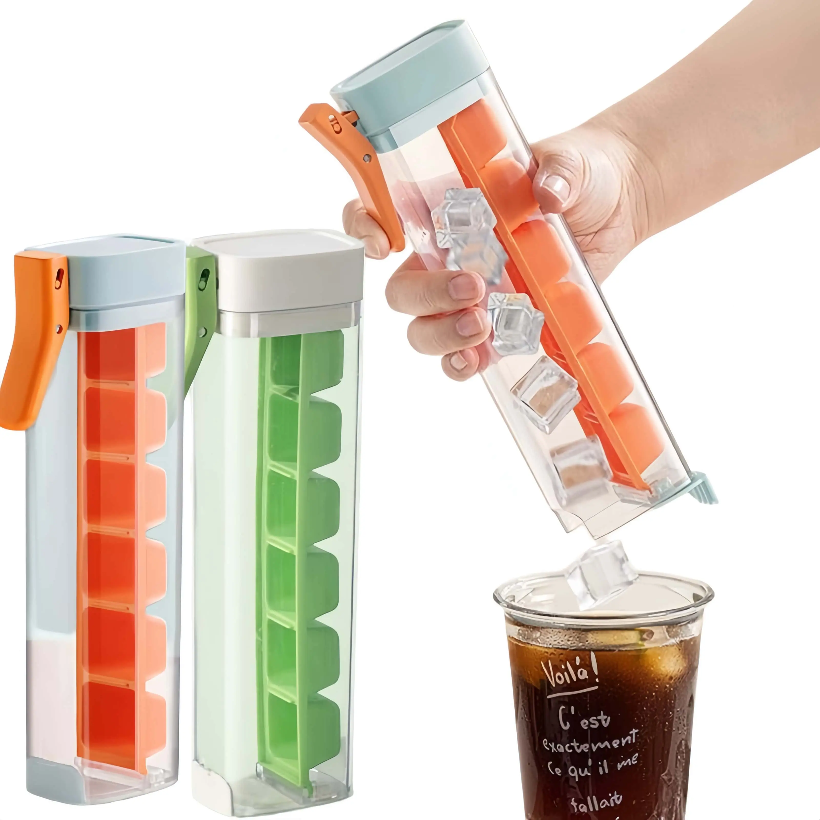 Ice Cube Mold, 6 Grids Per Tray, One-Click Ice Release Ice Box, Ideal for Cocktails, Whiskey & Summer Drinks-MM